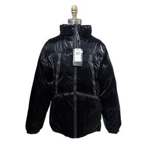 Bleeker & Mercer Liquid Coated Black Puffer Jacket Glossy Streetwear Winter M